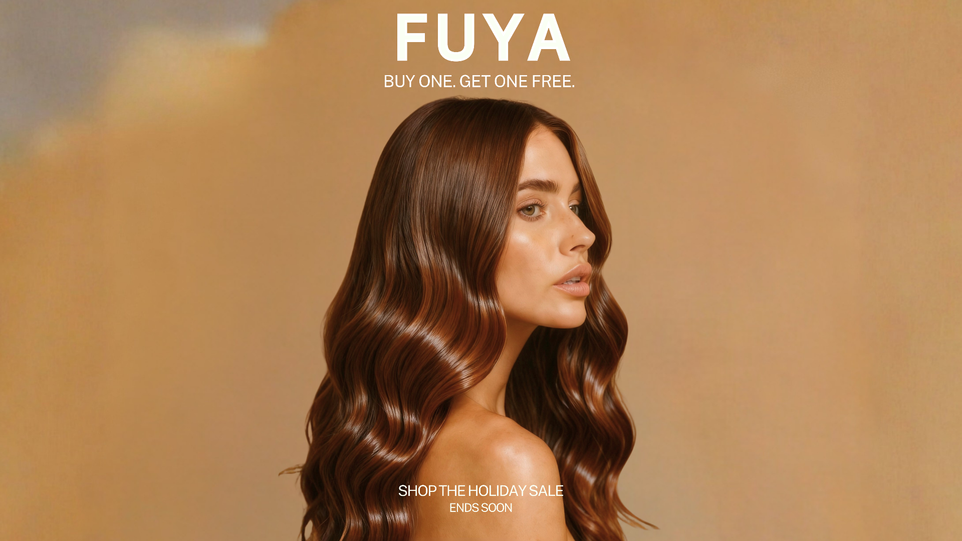 Woman with wavy hair against a beige background with 'FUYA' branding.