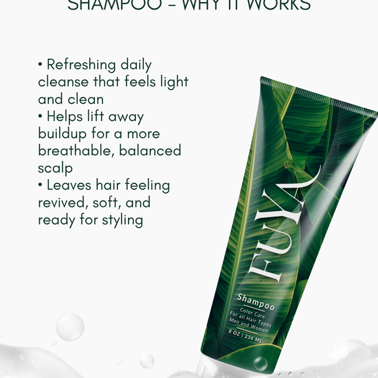 Why FUYA Shampoo works: gentle daily cleanse, soft lather, balanced feel, rinses clean
